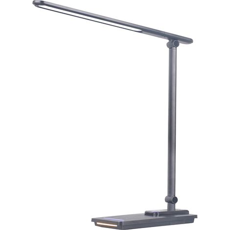 Lampe de bureau LED rotative avec veilleuse, commande tactile, 5 températures de couleur, variateur d'intensité progressif, chargeur USB, minuterie 45 min, lampe pliable respectueuse des yeux, idéale  (1/3)
