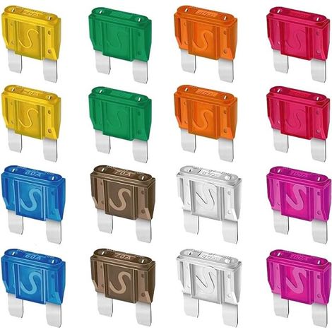 Lot de 16 fusibles à Lame Maxi APX de Rechange 20 A, 30 A, 40A, 50A, 60A, 70A, 80A, 100A pour Voitures, Camions, Camping-Cars Bateaux Automobiles Véhicules Camping-Cars SUV (1/5)