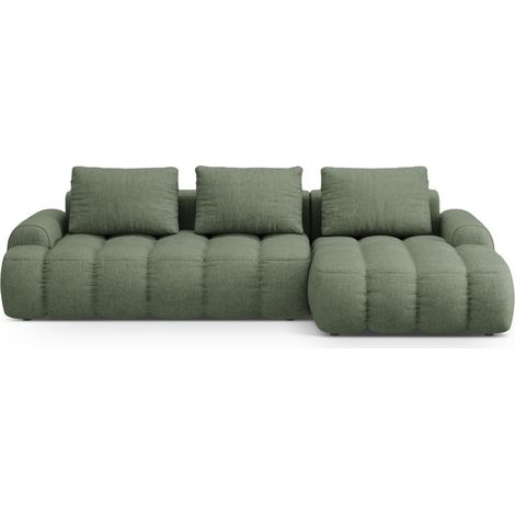 Canapé-lit d'angle box 3 places tissu structurel vert olive foncé (1/5)