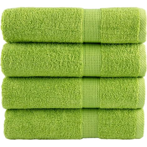 Serviettes de douche haut de gamme SOLUND, lot de 4, vert pomme, 70 x 140 cm, 600 g/m²