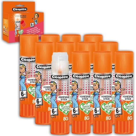 Boîte de 12 bâtons de colle TRANSPARENTE Adhésive plastique recyclé en format 8 gr (1/5)