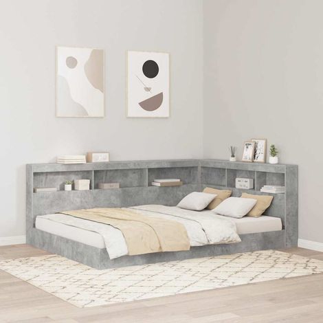 vidaXL Bookcase Bed Concrete grey 160 x 200 cm Engineered wood