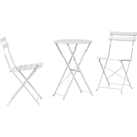 Maison Exclusive - Klapp Bistro Set 3 pcs Weiß Stahl