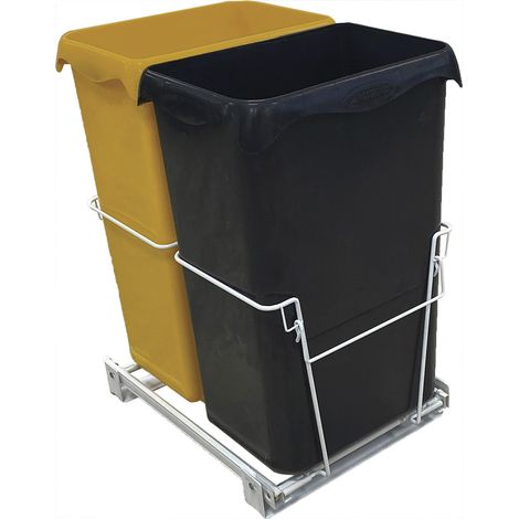 Rossignol – Poubelle tri sélectif 2x23L encastrable sous évier – Compatible installation sous siphon – Structure métallique – Dimensions 46x30x46 cm (1/5)