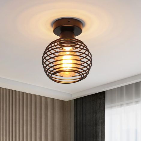 Plafonnier vintage, plafonnier industriel en métal, lustre creux noir, lustre de plafond d'allée pour salon, escaliers, balcon, cuisine, chambre (1/5)