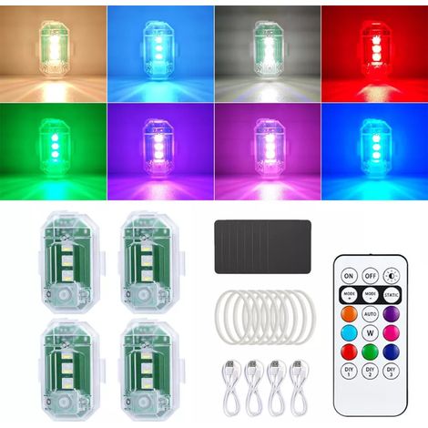 Lot de 4 feux stroboscopiques télécommandés pour voiture, feux clignotants LED sans fil à haute luminosité (1/5)