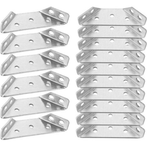 16 pcs angle connector stainless steel triangular support angle brackets triangle shape corner clamp furniture fastening repair plate corner bracket for cabinet table chair