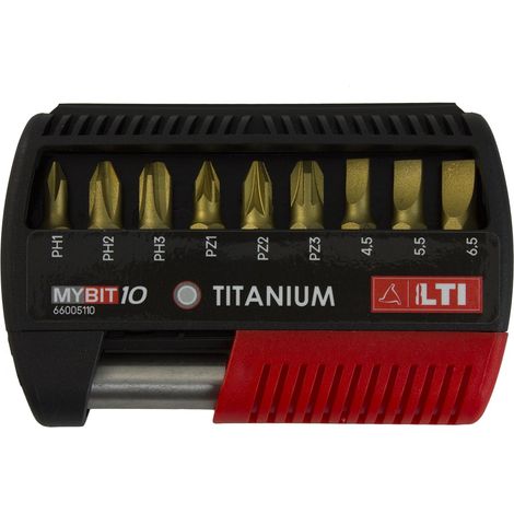 KRINO 66005110 Set 10 Pezzi Inserti Titanium per avvitatori, Acciaio