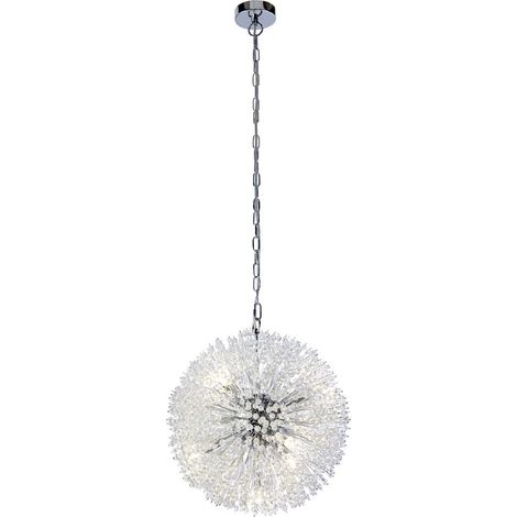 Searchlight Sunburst Luminaire suspendu à 7 ampoules, chrome, perles de verre (1/3)