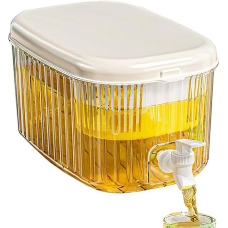 Distributeur d'eau - Verre - Carafe avec robinet - Transparent - Idéal pour cocktails et jus (1/4)