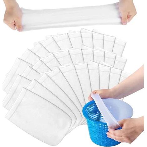 30 grilles d'écumoire - Chaussettes d'écumoire - Filtres d'écumoire - Réutilisables - Chaussettes d'écumoire pour piscine afin d'éliminer les cheveux, les feuilles et le pollen - Pour (1/5)