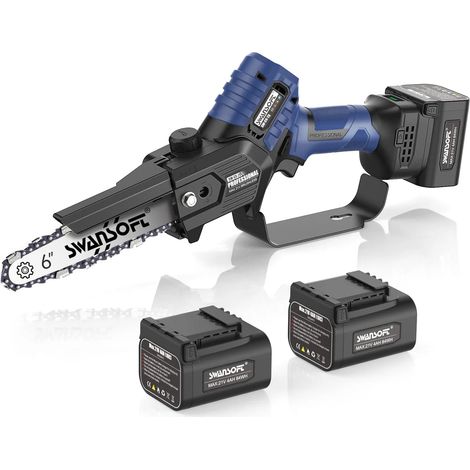 SWANSOFT 6 pouces 600 W / 21 V / 4000 mAh2, tronçonneuse électrique professionnelle avec lubrification automatique, scie d'élagage sans fil pour couper du bois dans les vergers et les vignobles - Modè (1/5)
