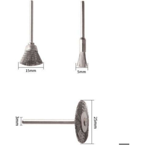 Roue A Brosse Metallique - Acier Inoxydable - Tige 3 2 Mm - Diametres 5 15 25 Mm - Pour Perceuse Meuleuse - Lot De 45 (1/5)
