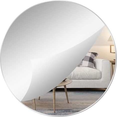Miroir Rond en Verre 30x30cm Miroir Adhesif Mural Autocollant Petit Decoratif pour Vanité, Salle de Bain, Salon Chambre (1/5)