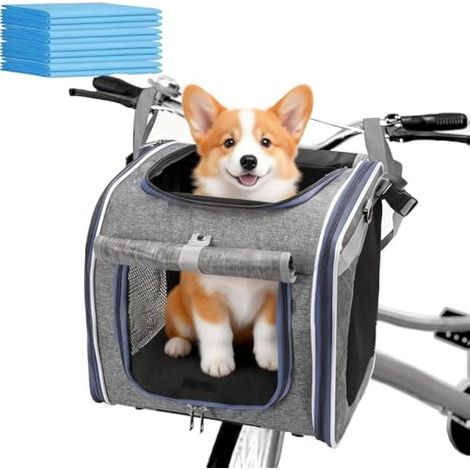 Panier Chien Vélo, Sac à Dos Pliable Chat avec fenêtre en Filet Sac à Dos Animaux de Compagnie pour Petits Chats Chiens Animaux Max 10 kg (1/5)