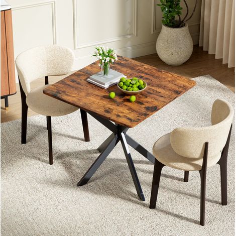 Table d'appoint 80x80x75 cm marron en panneaux de particules et acier avec structure en X stable (1/5)