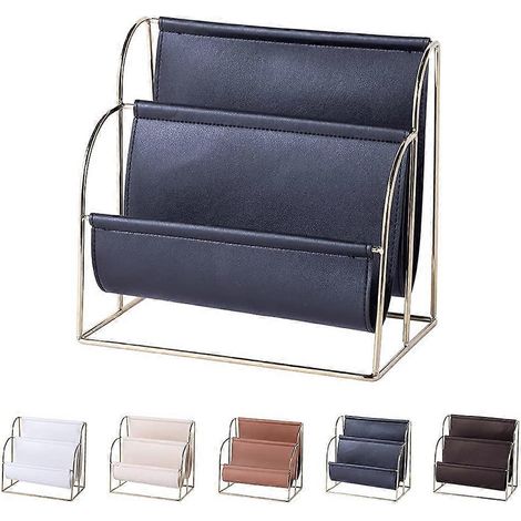 Metal PU Leather Magazine Rack, Newspaper Holder, Metal Magazine Rack for Magazines, Newspapers or M (1/5)