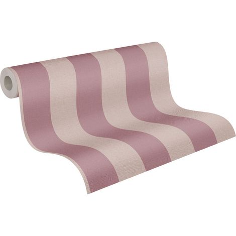Papier peint à rayures rouge beige Papier peint intissé classique à rayures en bloc rouge foncé (1/5)