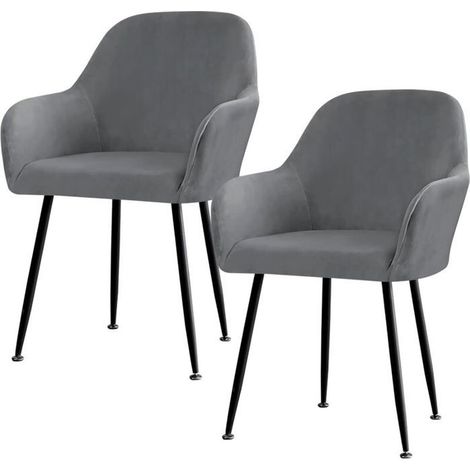 Housses de chaise - Extensibles avec accoudoirs Amovibles - Mariage et hôtel - Lot de 2 Gris (1/5)