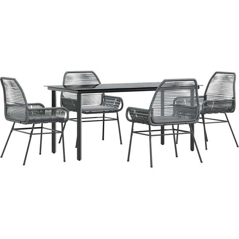 Maison Exclusive - Juego comedor jardín 5 pzas cojines ratán sint