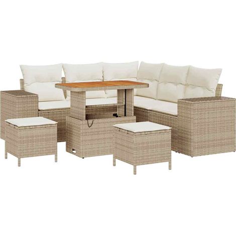 Maison Exclusive - Conjunto de sofá de jardín 8 pcs Beige ratán s (1/5)