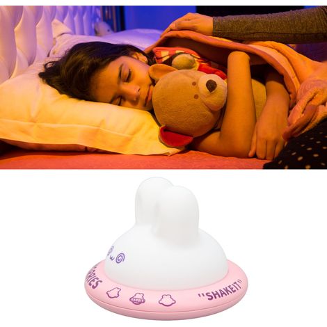 Lampe de nuit lapin étourdi en forme d'OVNI, cadeau d'anniversaire mignon et créatif pour enfants, veilleuse décorative rose (1/5)