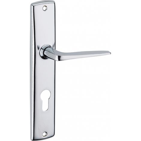 THIRARD - Ensemble de poignées pour porte d'entrée Demeter trou de cylindre, entr'axes 195mm, chromé - Serrurerie de Picardie (1/2)