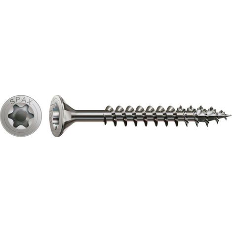 SPAX Edelstahlschraube, 6 x 80 mm, 100 Stück, Vollgewinde, Senkkopf, T-STAR plus T30, 4CUT - 1197000600803 (1/4)