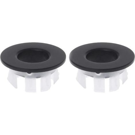 Anneau de Trop-Plein D’évier Rond Noir, Lot de 2 en Laiton Abs (1/5)