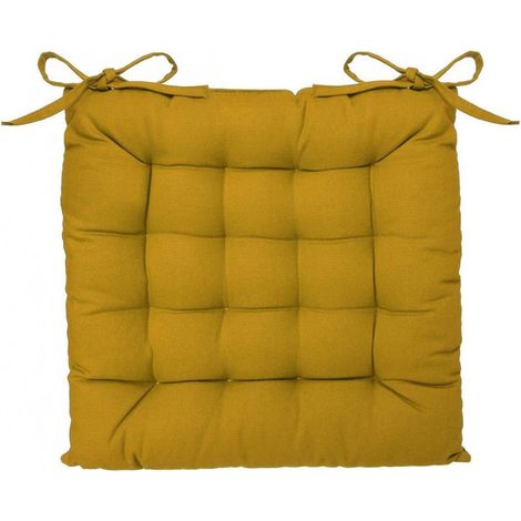 Atmosphera – Galette de chaise 38 x 38 cm – Housse 100% coton – Garnissage 100% coton – Couleur ocre pour décoration intérieure