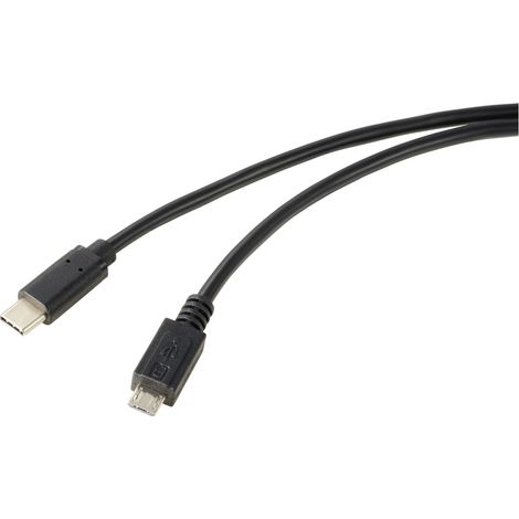 Renkforce Câble USB USB 2.0 USB-C® mâle, USB-Micro-B mâle 1.00 m noir rond RF-5719754