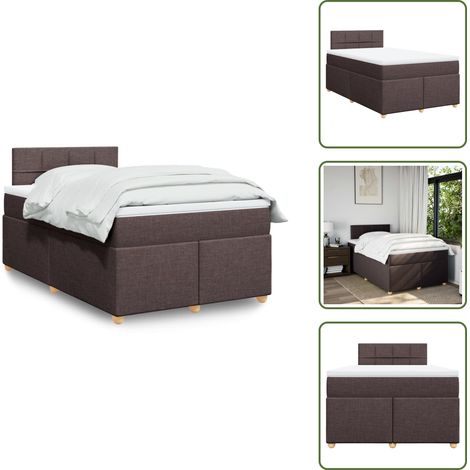 Sommier à lattes de lit et matelas marron foncé 120x190cm tissu - Sommier À Lattes De Lit - Sommiers À Lattes De Lit - Lit - Meuble De Chambre À Coucher (1/5)