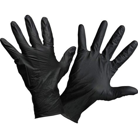 Gants jetables nitrile noir – Boîte de 100 – Taille XL (11/12) – Résistants aux produits chimiques – Antidérapants (1/5)