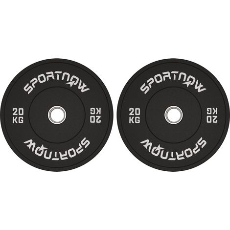 Set 2 Dischi Pesi da 20kg in Gomma con Foro da 2"/5 cm per Manubri e Bilancieri Nero (1/5)