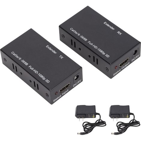 Rallonge de câble réseau HD (HD Interface multimédia) prenant en charge la 3D 1080p HDCP EDID via une seule prise Cat 5E AC100-240VUS (1/5)