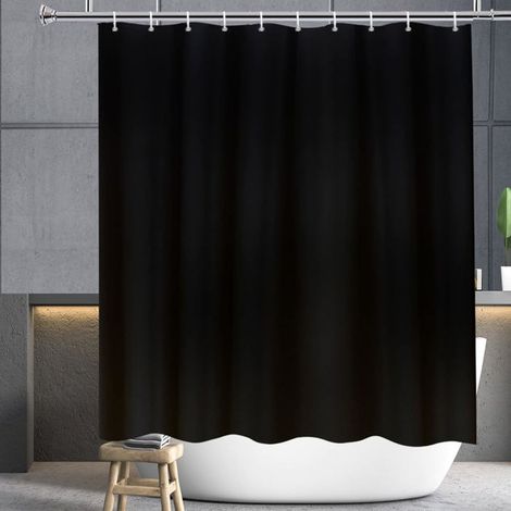 Cortina de ducha negra antimoho, repelente al agua, lavable y de tela antimoho para baño. (1/4)