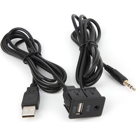 Câble d'extension AUX 3.5mm, adaptateur encastrable, port USB, prise casque à montage sur panneau pour voiture et bateau. (1/4)