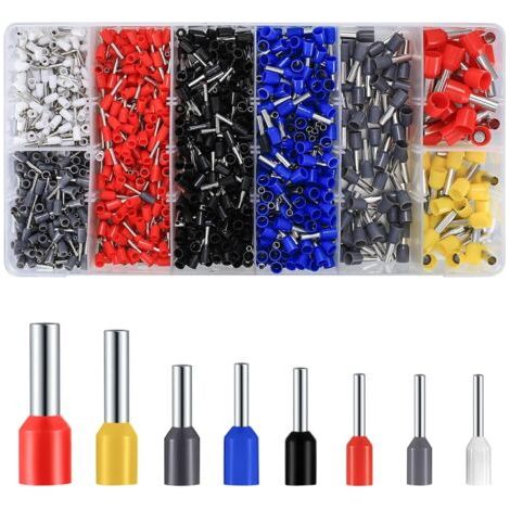 1200 pièces de cosses de câble isolées pré-isolées, cosses électriques à sertir pour section de fil 0,5–10 mm², compatibles avec pinces à sertir standard, idéales pour installations électriques domest