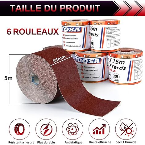 Pack of Sandpaper Rolls 93mm x 5m (1/2)