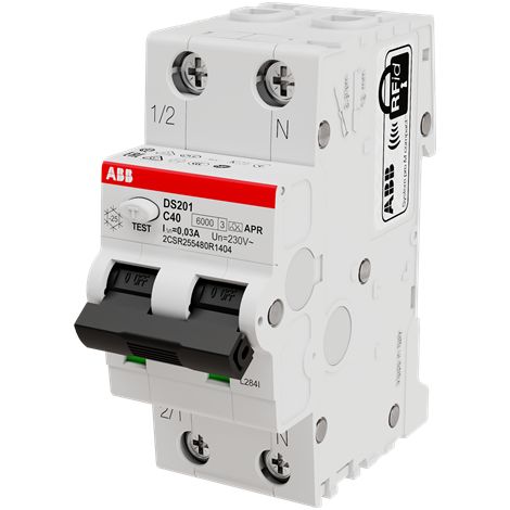 Interrupteur différentiel ABB DS201, 2 Pôles, 40A, 30mA, Type C ( Prix pour 1 )