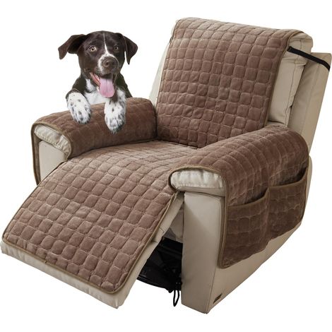 Housse Fauteuil Relax Inclinable Electrique 1 Place, Protège-Fauteuil Anti-dérapant, Couvre Fauteuil avec Poches, Couverture Protecteur Canapé Lavable (Marron, 1 Place (53×190cm)) (1/5)