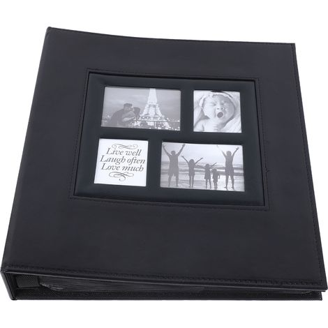 Album photos 500 pochettes 10x15cm Insert PU noir pour souvenirs tickets cartes (1/5)