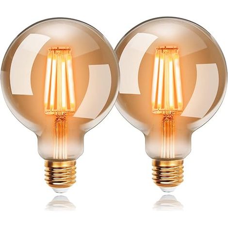 Ampoules LED 4W Edison G80, Blanc Chaud 2200K E27, 4W Equivalent à 40W, Ampoule Rétro à Filament, Rétro Antique Lampe décorative, Non-Dimmable (1/5)