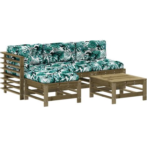 Maison Exclusive - Set Divani da Giardino 5pz con Cuscini Legno Impregnato di Pino (1/5)