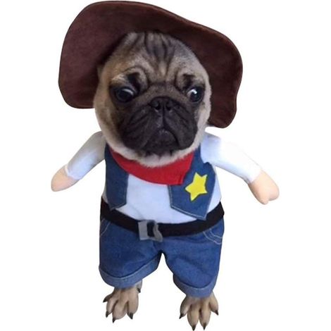 Costume de cowboy pour chien avec chapeau, déguisements de cowboy pour Halloween pour chats et chiens, uniforme de cowboy de l'Ouest avec chapeau (1/5)