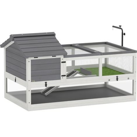 CHICFURN Casa para tortugas de madera gris 116 x 70,5 x 69,5 cm con techo abatible (1/5)