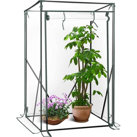 WOLTU Foliengewächshaus Treibhaus Gartenhaus PVC Transparent 100x50x150/136cm