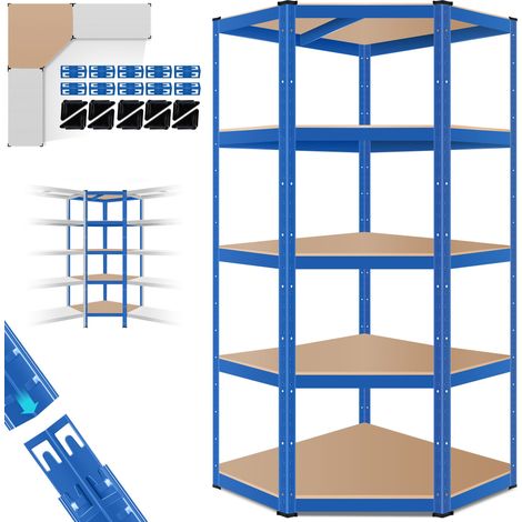 MASKO® Estantería de almacenaje para cargas pesadas 180x75x40cm hasta 875 kg 5 estantes regulables estantería esquinera Azul (1/5)