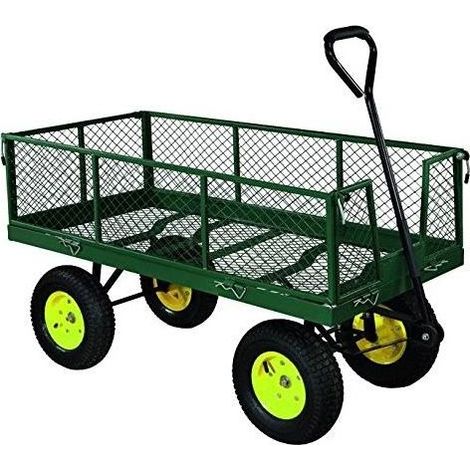 Vigor Demetra Carrello 4 Ruote in Acciaio 2 Sterzanti con Timone Sponde Pieghevoli Portata 700 Kg colore Verde