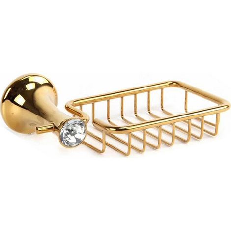 TrAdE Shop Traesio - Porta Saponetta Sapone Supporto Dorato Oro Arredo Bagno Casa Cucina Dgo-109 - (1/2)